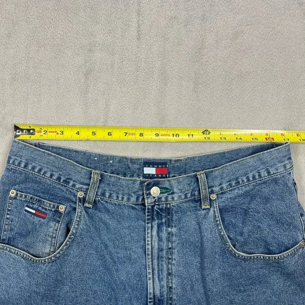 Tommy Hilfiger Jeans Vintage Mens 36(34)x32(30) Blue Denim Embroidered Logo Y2K